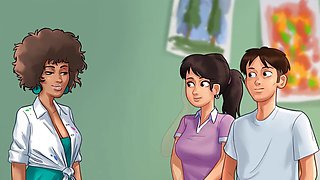 Sexy milf teacher showing off her big boobs and moaning like crazy