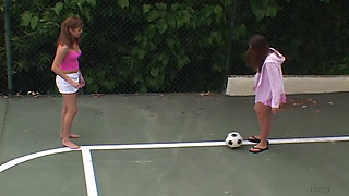 Horny slut bends over as lover fucks her with a big strap-on dildo