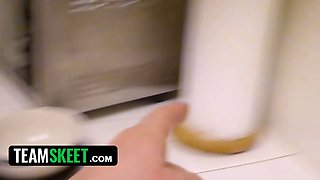 Teamskeet - lusty teen violates all the house rules and is made to undress and arch down for some smacking