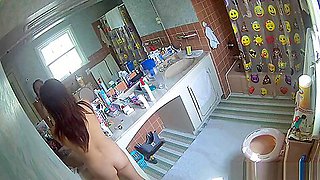 Bathroom cam captures Step sister getting ready to shower