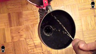 Halloween Scary Cumming and Pissing to Slave Slut Mouth Through a Funnel Gag