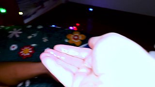 Young Asian ladyboy teen has a cumshot from anal penetration