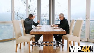 Sofia Lee's big tits bounce while her cuckold hubby watches her cheating husband