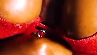 Ebony Titty Fuck Ending up with Cum All Over Tits by Stepdad