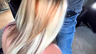 Blonde Cheerleader's Sloppy Blowjob for Her Older Coach