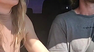Sexy Blonde Swallows Cum After Road Head