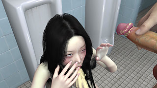 3D Two Horny Slut Korean Babe Sharing One Big Fat Dick