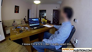 Cute ebony teenager swallowed a huge dick