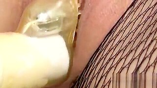 Gal rides up rod feeling it in vagina and bounces on it fast