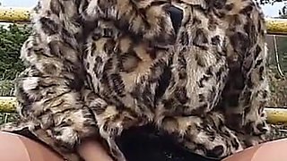 Wanilianna in Layered Nylons Is Performing a Golden Shower Show in a Public Place