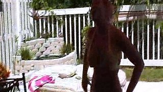 Blonde Chikita shows off her big boobs and bush