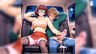 Velma Playing a Hot Handjob for Shaggy to Cum in Her Pussy Marking Her Panties - Ai Hentai