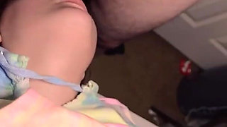 Housewife Gagging on Cock Upside Down, Sucking at the Edge of the Bed, & Hot Cum on Tongue!