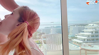 Rough Fucked in Doggystyle Redhead Girlfriend after Blowjob and Cum Inside