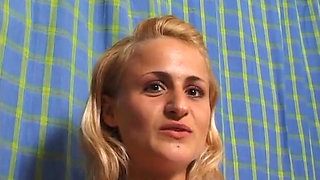 Blonde teen at casting showing her small tits