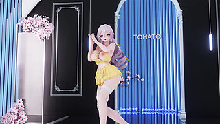 Big Duck Duck Hot-pink Chest Tight Miniskirt Suspender Fishnet White Silk