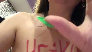 Video for Heiko! I Write Heiko's Name on My Breasts with Lipstick