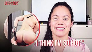 German amateur Sativa spanks her hot ass and pussy with a paddle while masturbating solo