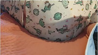 Cute Lazy Girl Wets Her Pyjamas Watching Tv Lying On Her Tummy!