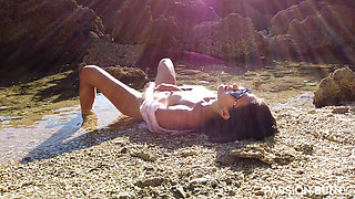 Cute Wife Fingering on Sea Beach