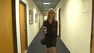 Sexy Blonde Secretary In Hot Stockings Fucked In Office