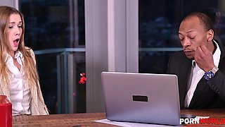 Lazy Bimbo Gets Boned in the Bottom by Her Black Boss to Save Her Job GP1806