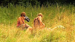 Skinny amateur German babe Leona fucking outdoor to save the forest