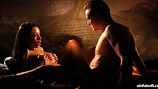 Good sideways pose fuck with a big-bottomed girlfriend Cara Mella