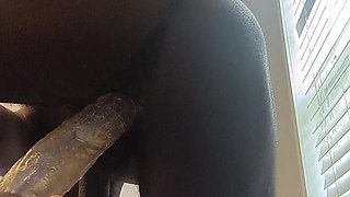 Sissy farting and pissing nonstop while creaming on Thick Dildo