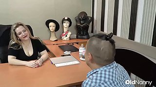 OldNanny - Mature Seduced And Pounded By Young Stud In Office