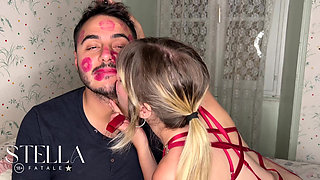 Non Stop Lipstick Kisses All Over His Face