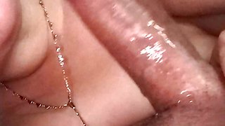 almost caught sucking the cock of my neighbor and he fucsk til cumming inside then cuckold cums inside me too