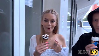 Hunt4k. blondie hottie used her enormous natural boobs to get back on her boyfriend