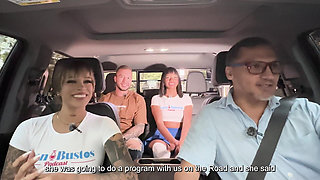 Interracial Sexcar: Brittanytaylor Ebony Woman with a Big Butt, Devours a Blonde's Cock Behind the Car While Her Friend Watches