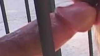 Caged Blonde Cougar Gets Leashed and Drilled Deep