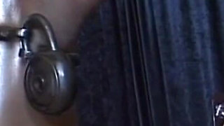 Blonde girl humiliating kneeling chaining