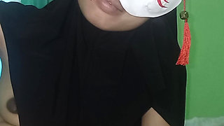 Beautiful Hijab Student Very Cheerful and Happy