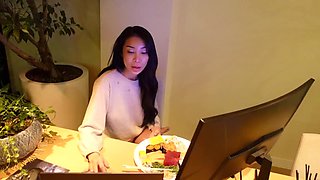 Horny asian girl enjoys good dicking in the shower