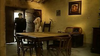 Hot brunette amateur MILF rides hubbys cock