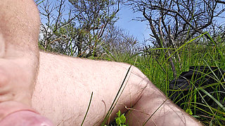 Wanking my big cock in the dunes