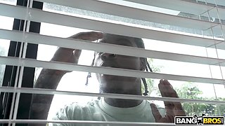 Blonde slut wanted to masturbate solo, but her black neighbor caught her and fucked hard