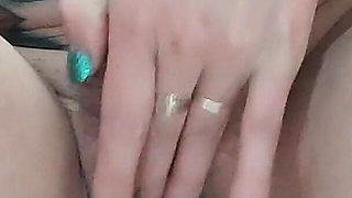 Hairy Pussy Dildo Masturbation with Pissing