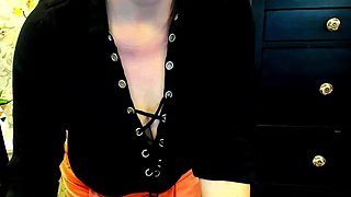 Clothed busty German MILF on webcam posing