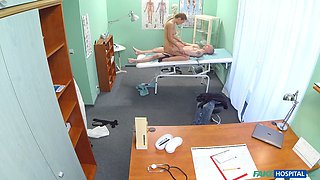 Faux hospital - sex-positive nurse tempted her old college prof for a hard office pound