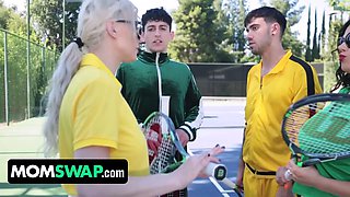 Tennis game with tart stepmoms leads to foursome fuckfest gang bang - Kenzie Taylor & mona azar - momswap