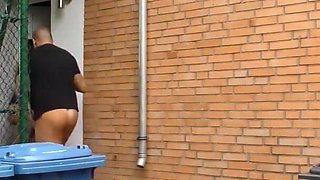 Tattooed MILF fucked in her wet shaved pussy outdoor