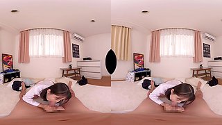 Japanese students explore bed POV in sensual VR