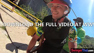 Ziplining amateur made sextape at home