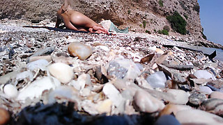 Nude beach hot girl masturbating and take cumshot from stranger