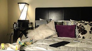 Amateur brunette devyn toys her big pussy in the office